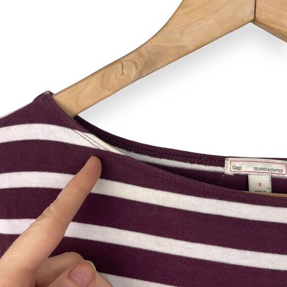 Gap Burgundy Striped Breton Side-Zip Top - Picture 6 of 8